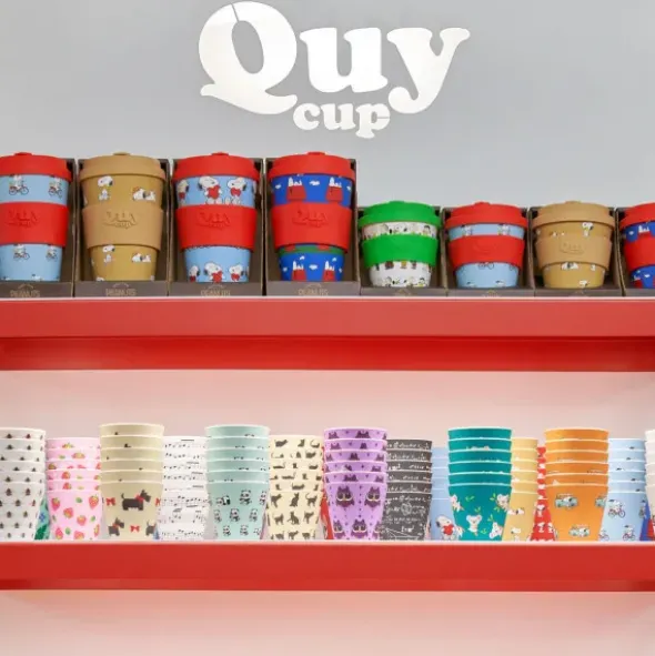 Espressotasse Snoopy aus Kunststoff violett - Peanuts Espressobecher Be Nice