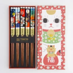 Ess-Stäbchen Geschenkset 5 Paar - Glückskatze Lucky Cats