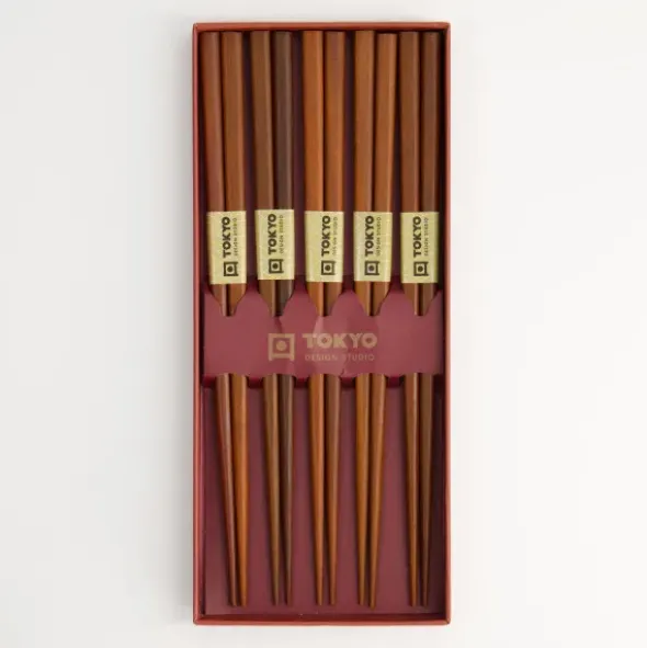 Ess-Stäbchen Geschenkset 5 Paar - Plain Brown