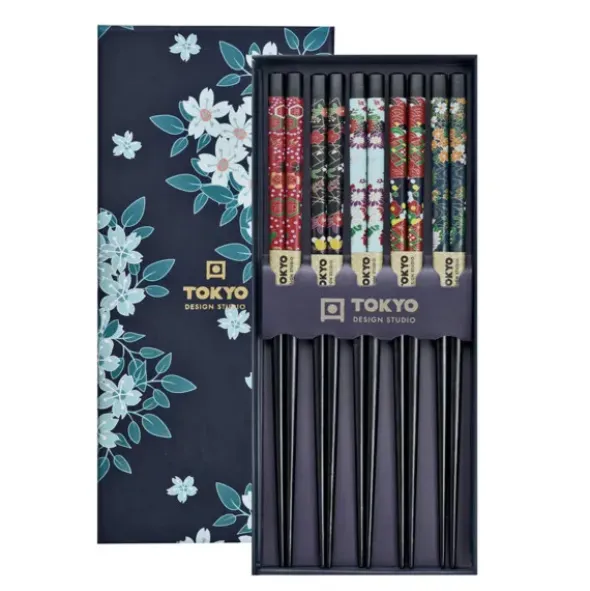 Ess-Stäbchen Geschenkset 5 Paar - Cherry Blossom Blue