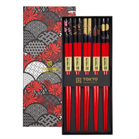 Ess-Stäbchen Geschenkset 5 Paar - Red