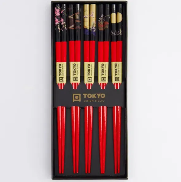 Ess-Stäbchen Geschenkset 5 Paar - Red