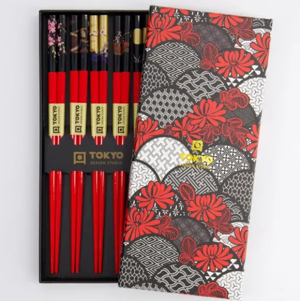 Ess-Stäbchen Geschenkset 5 Paar - Red