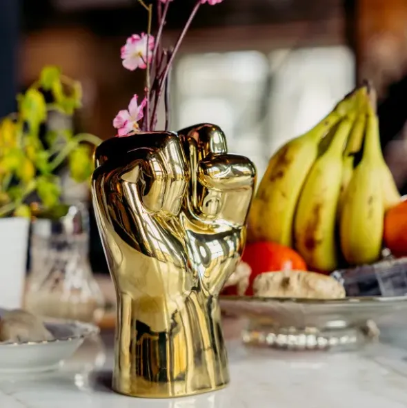F*CKVASE gold - Keramikvase Stinkefinger