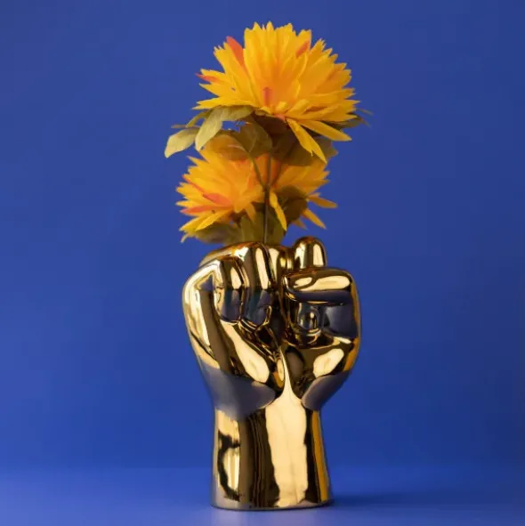 F*CKVASE gold - Keramikvase Stinkefinger
