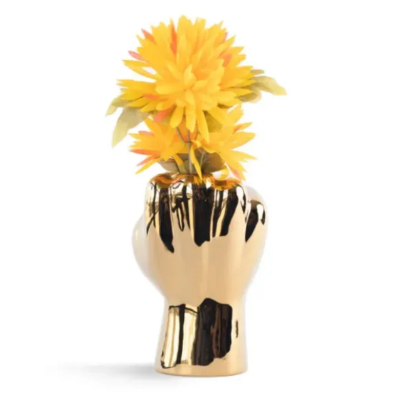 F*CKVASE gold - Keramikvase Stinkefinger