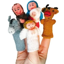 Fingerpüppchen gestrickt - KRIPPE Geschenkset mit Geschichte