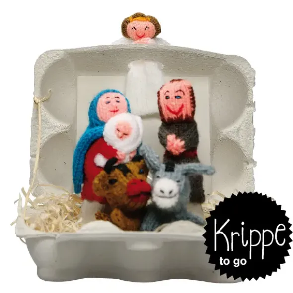 Fingerpüppchen gestrickt - KRIPPE Geschenkset mit Geschichte