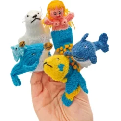 Fingerpüppchen gestrickt - OCEAN Geschenkset mit Geschichte