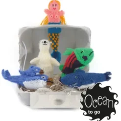 Fingerpüppchen gestrickt - OCEAN Geschenkset mit Geschichte