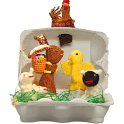 Fingerpüppchen gestrickt - OSTERN Geschenkset mit Geschichte