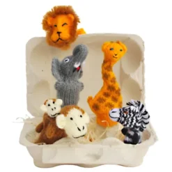 Fingerpüppchen gestrickt - SAFARI Geschenkset mit Geschichte