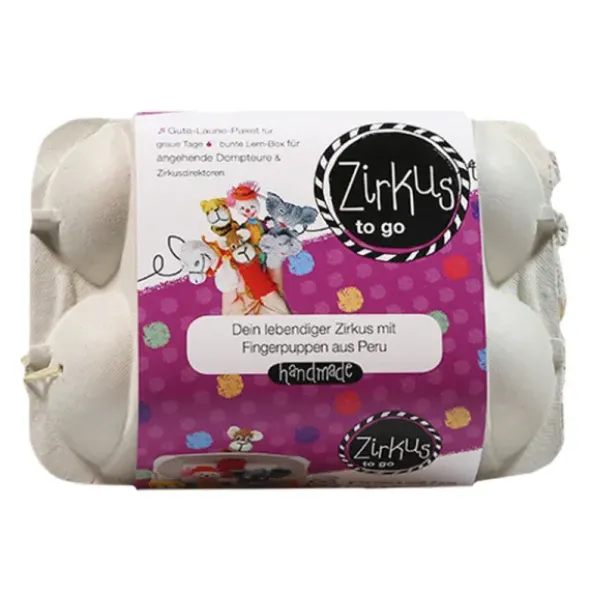 Fingerpüppchen gestrickt - ZIRKUS Geschenkset mit Geschichte