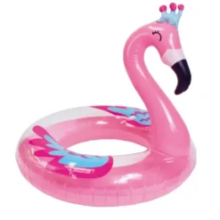 Flamingo Schwimmring pink mit Krone – aufblasbarer Badering