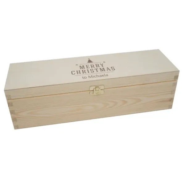 Flaschenverpackung Geschenkkiste Holz, Merry Christmas + Gravur