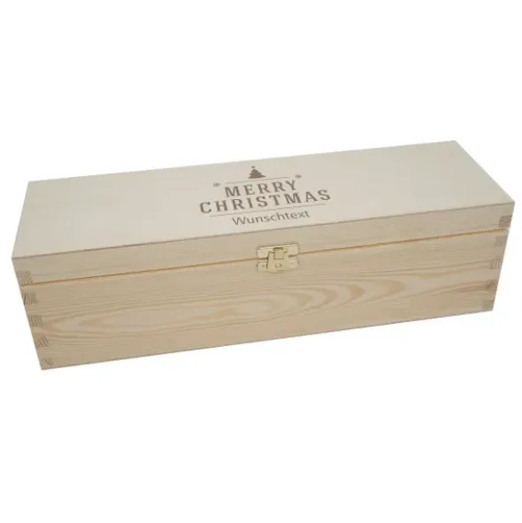 Flaschenverpackung Geschenkkiste Holz, Merry Christmas + Gravur