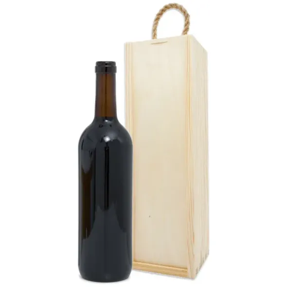 Flaschenverpackung Schiebedeckel + Tragekordel - Weinkiste Holz