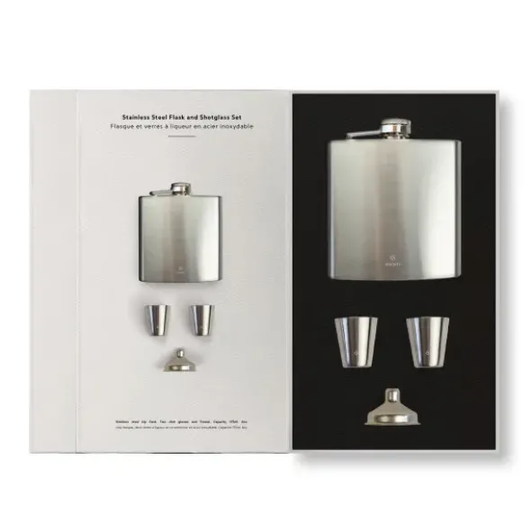 Flask and Shotglass Set Edelstahl - Flachmann + Schnapsgläser