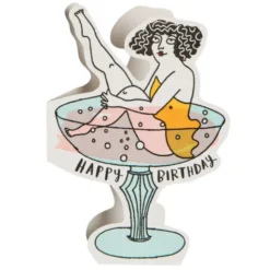 Geburtstagskarte Happy Birthday – Cut Out Klappkarte / Einladungskarte Dame im Champagnerglas mit Umschlag