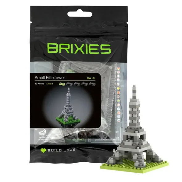 Geschenkbeutel mit BRIXIES Klemmbausatz EIFFELTURM - 90 Bausteine | Level 1