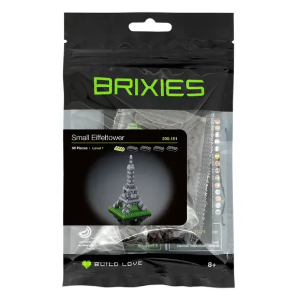 Geschenkbeutel mit BRIXIES Klemmbausatz EIFFELTURM - 90 Bausteine | Level 1