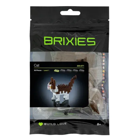 Geschenkbeutel mit BRIXIES Klemmbausatz HAUSKATZE - 93 Bausteine | Level 1