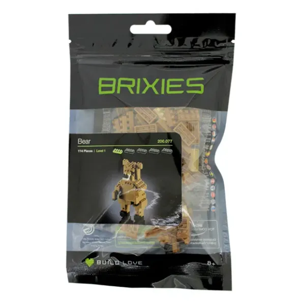 Geschenkbeutel mit BRIXIES Klemmbausatz BÄR - 114 Bausteine | Level 1