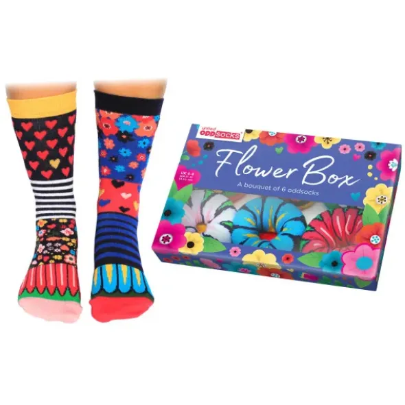 Geschenkbox FLOWER BOX - 6 blumige Socken Gr. 37-42
