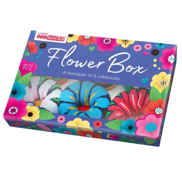 Geschenkbox FLOWER BOX - 6 blumige Socken Gr. 37-42