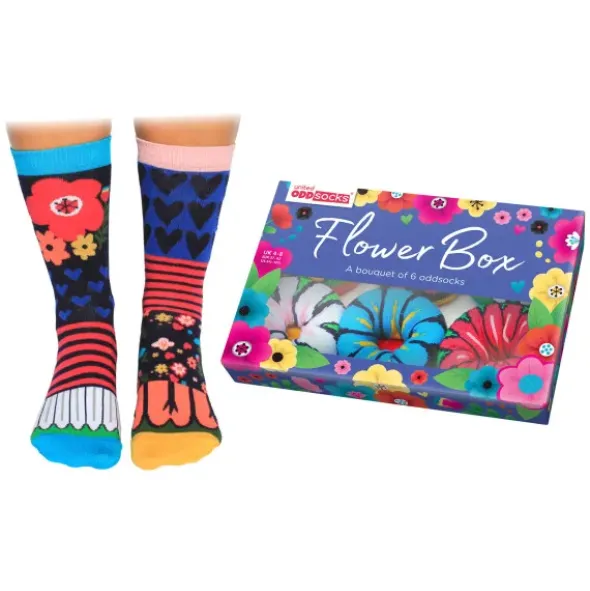 Geschenkbox FLOWER BOX - 6 blumige Socken Gr. 37-42
