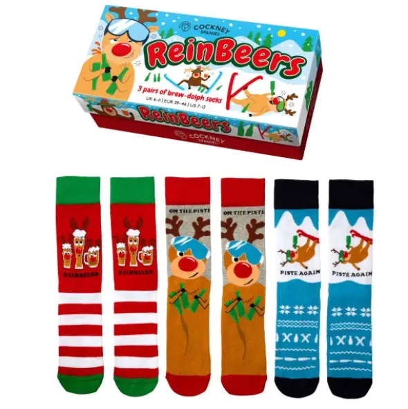 Geschenkbox REINBEERS - 3 Paar XMAS Biersocken Gr. 39 - 46