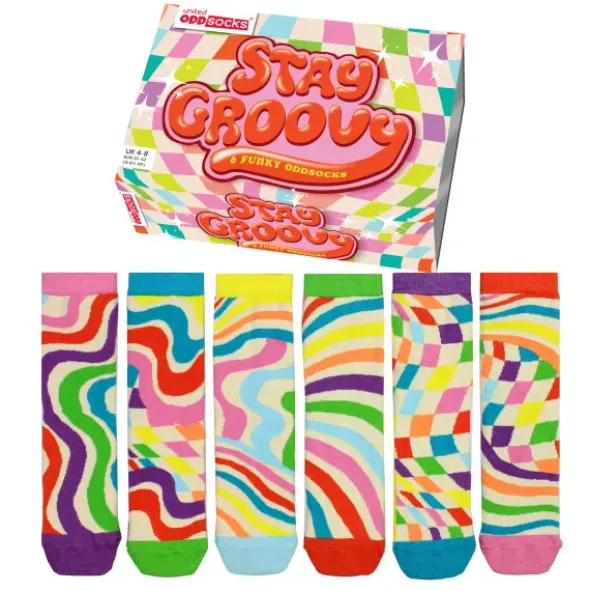 Geschenkbox STAY GROOVY - 6 Socken - Gr. 37-42