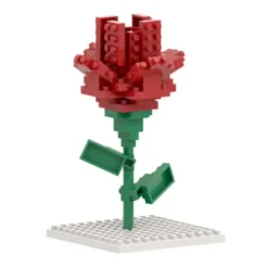 Geschenkkarte Rose mit Brixies Klemmbausatz FLOWER - 55 Bausteine