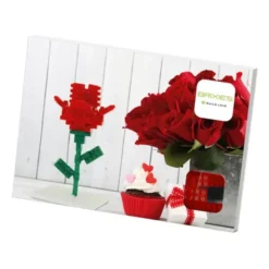 Geschenkkarte Rose mit Brixies Klemmbausatz FLOWER - 55 Bausteine