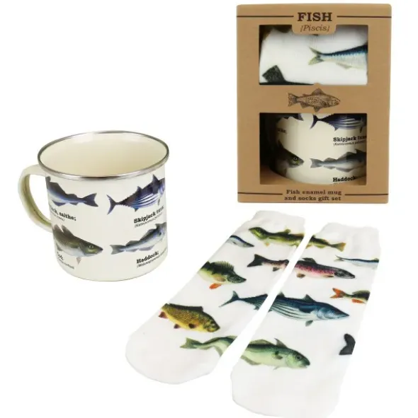 Geschenkset FISCHE Tasse + Socken mit Fisch Motiv