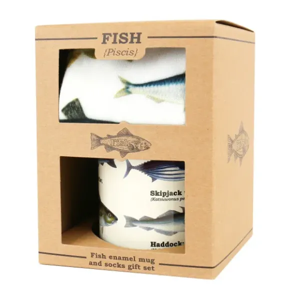 Geschenkset FISCHE Tasse + Socken mit Fisch Motiv