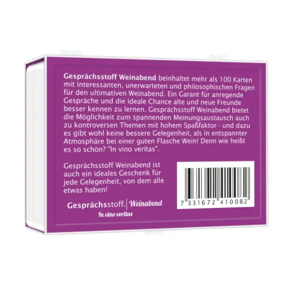 Gesellschaftsspiel Gesprächsstoff Weinabend - Kartenspiel mit Fragen