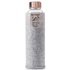 Glas Trinkflasche 0,75 l MISMATCH mit Filzhülle hellgrau - rosegold