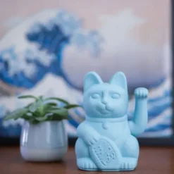 Glückskatze / Winkekatze blau