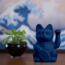 Glückskatze / Winkekatze dunkelblau