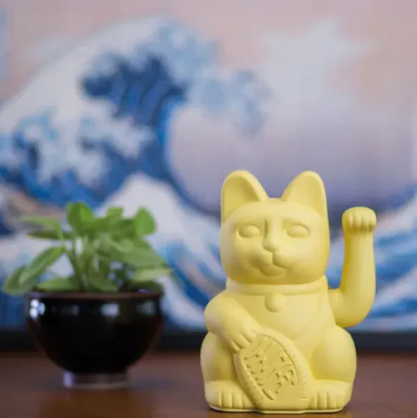 Glückskatze / Winkekatze gelb