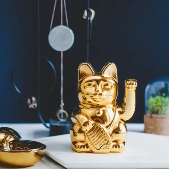 Glückskatze / Winkekatze GOLD glossy