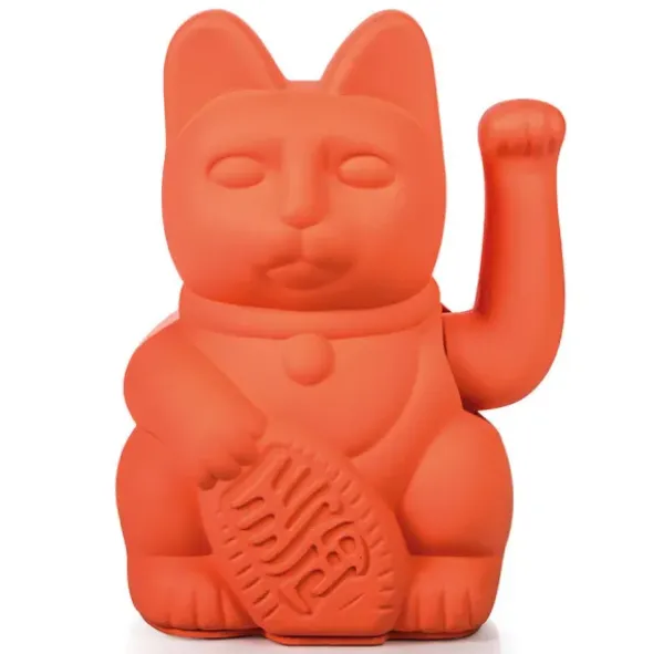 Glückskatze / Winkekatze neon orange