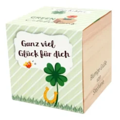 Glücksklee im Holzwürfel - Glück für dich, personalisiert