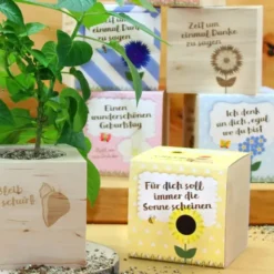 Glücksklee im Holzwürfel - Glück für dich, personalisiert