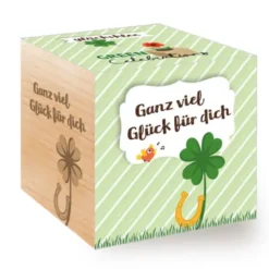Glücksklee im Holzwürfel - Glück für dich