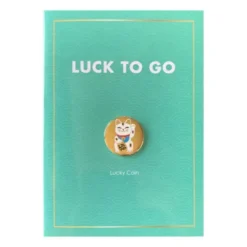 Glücksmünze Glückskatze + Grußkarte LUCK TO GO
