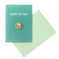 Glücksmünze Glückskatze + Grußkarte LUCK TO GO
