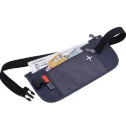 Gürteltasche für Dokumente - 2 Reißverschluss Fächer - RFID Schutz, grau