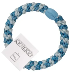 Haargummi KKNEKKI - babyblau glitter gestreift